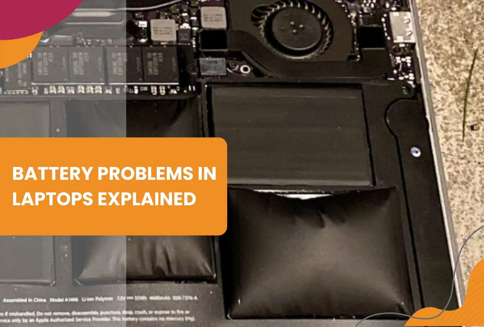 Laptop repair for swollen laptop battery issue
