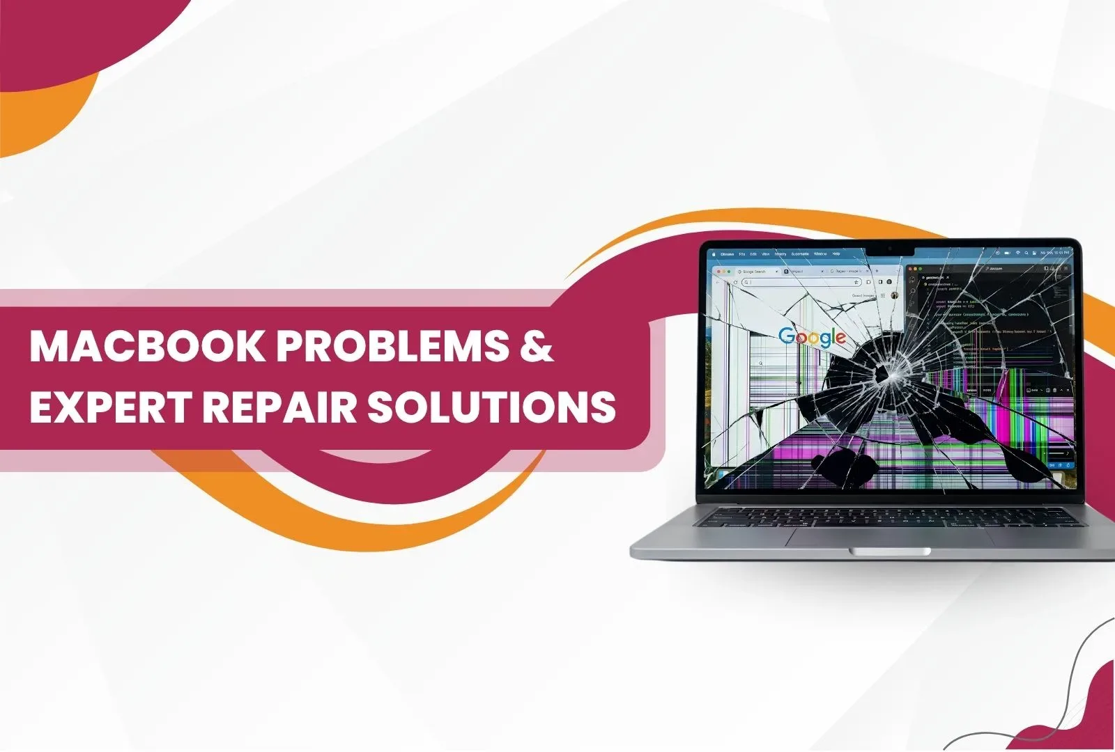 A professional banner with the heading AFFORDABLE IPAD REPAIR SOLUTIONS over a maroon splash. A circular inset shows a technician repairing an iPad on an anti-static mat.